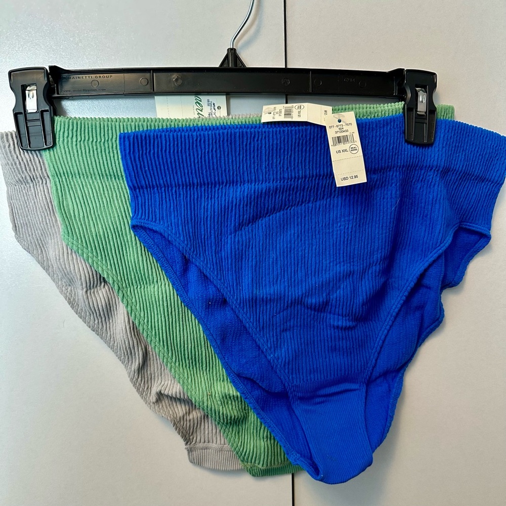 Aerie Blue, Green, & Gray High Cut Ribbed Bikini Panties